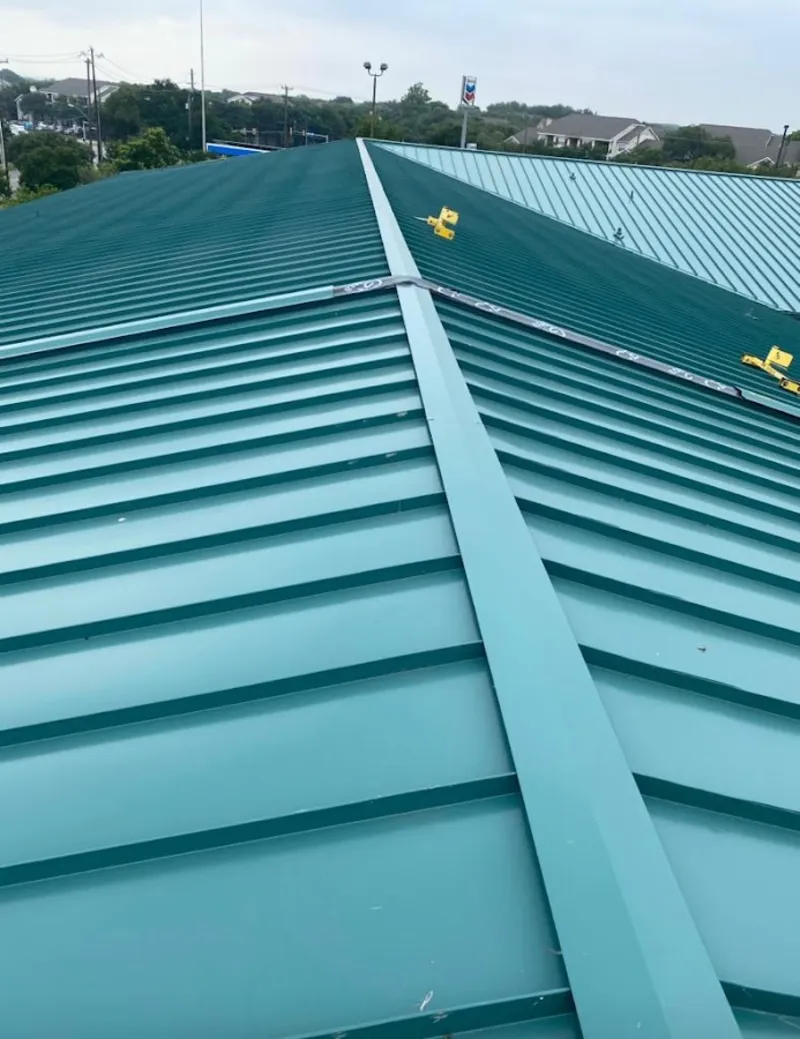 Green commercial metal roof ridge and valley for Metal Roof Repair in Powder Springs